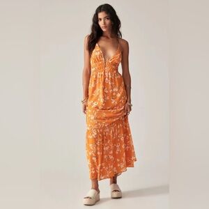 Dynamite Vibrant Orange Floral Maxi Dress